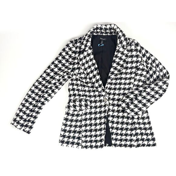Ellen Tracy Houndstooth Blazer Jacket - Picture 2 of 9